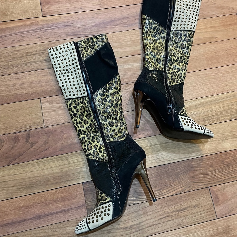 Sexy, mixed media Carlos Santana Knee High Boots